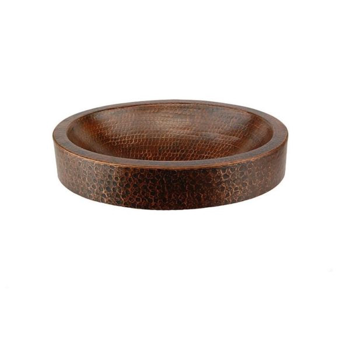 17 Oval Dark Hammered Copper Recessed Bathroom Sink