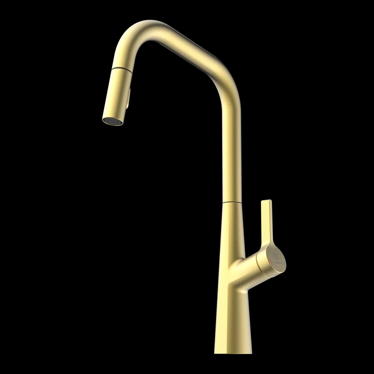 Wasserwerk Single Hole Pull Down Kitchen Faucet in Brushed Gold