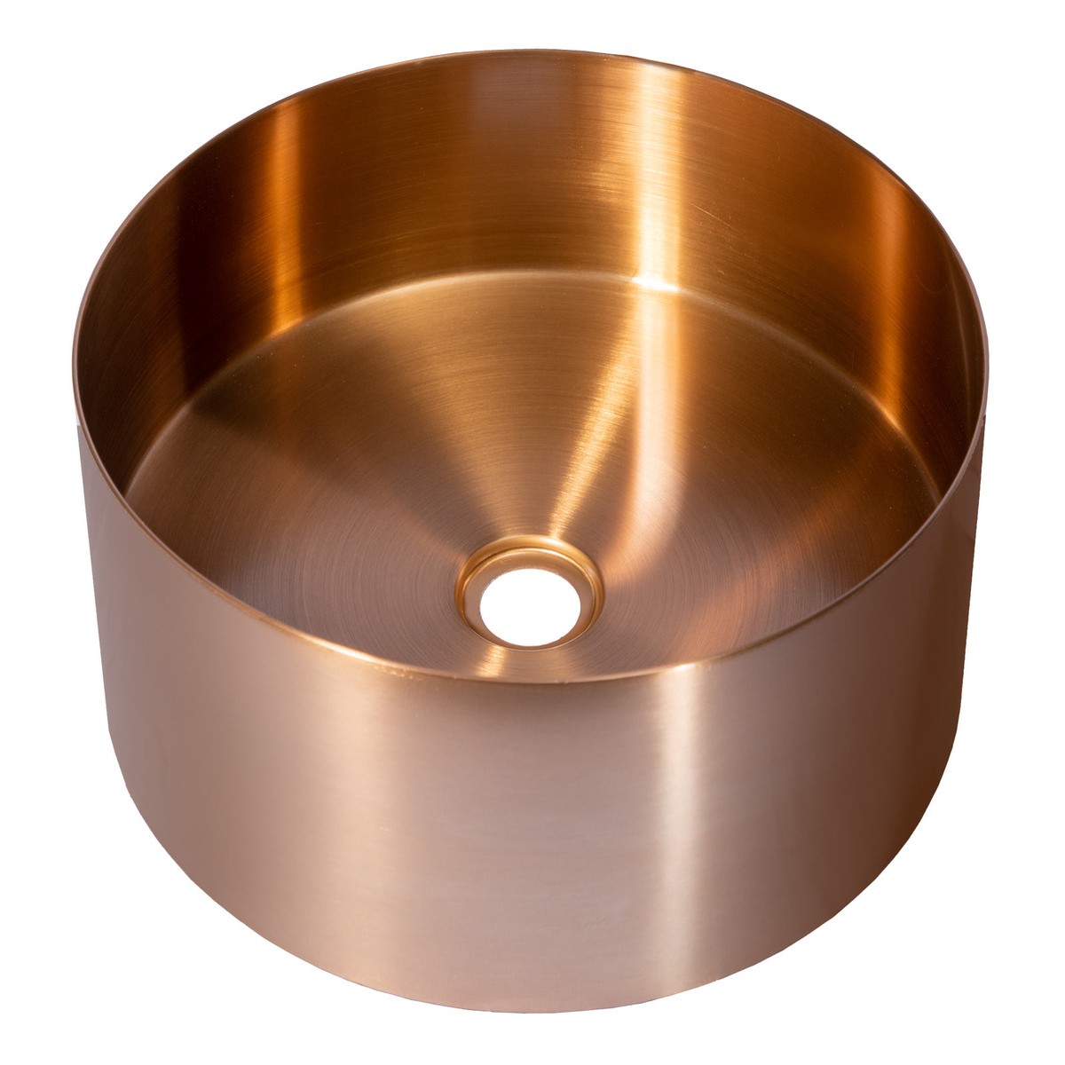 15 Round Stainless Steel Bathroom Vessel Sink with Drain in Rose Gold