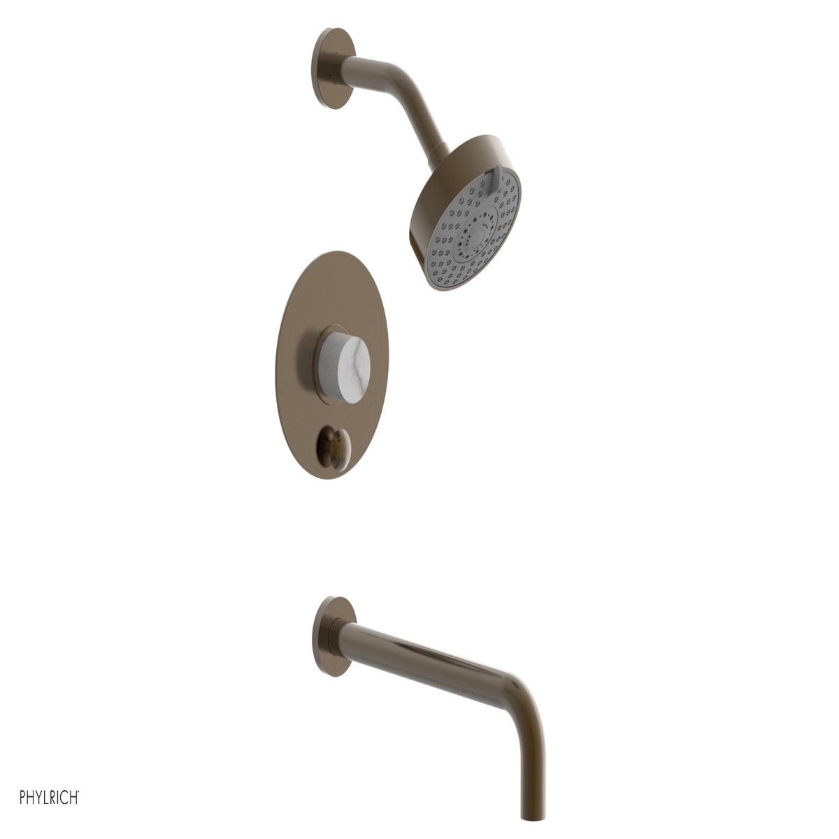 BASIC II 12 Pressure Balance Tub and Shower Set - White Marble 230-28-12
