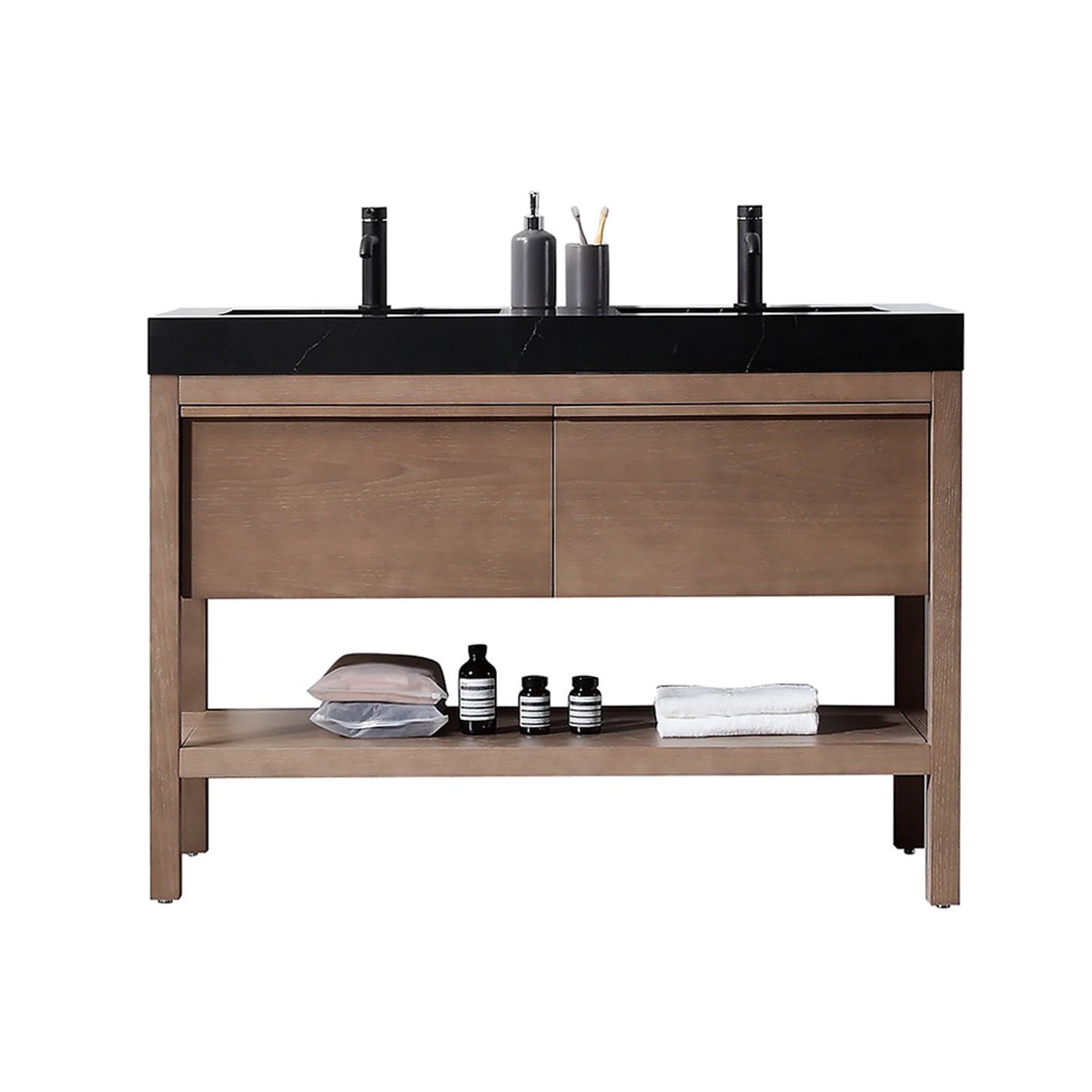 Bibury 2 Drawers Bathroom Vanity with Quartz Sink - Floor Mount - 48 WoodChestnut Oak