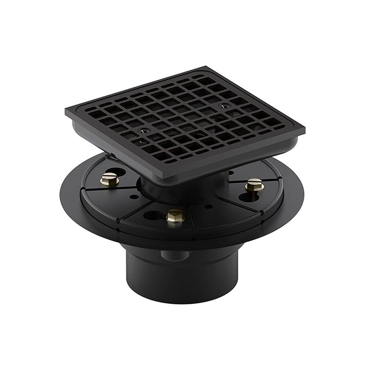 Clearflo Square Shower Drain - Floor Mount - 5 BrassAbsMatt Black