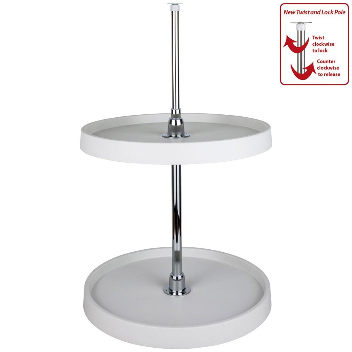 Hardware Resources Round Plastic Lazy Susan Set with Chrome Hubs