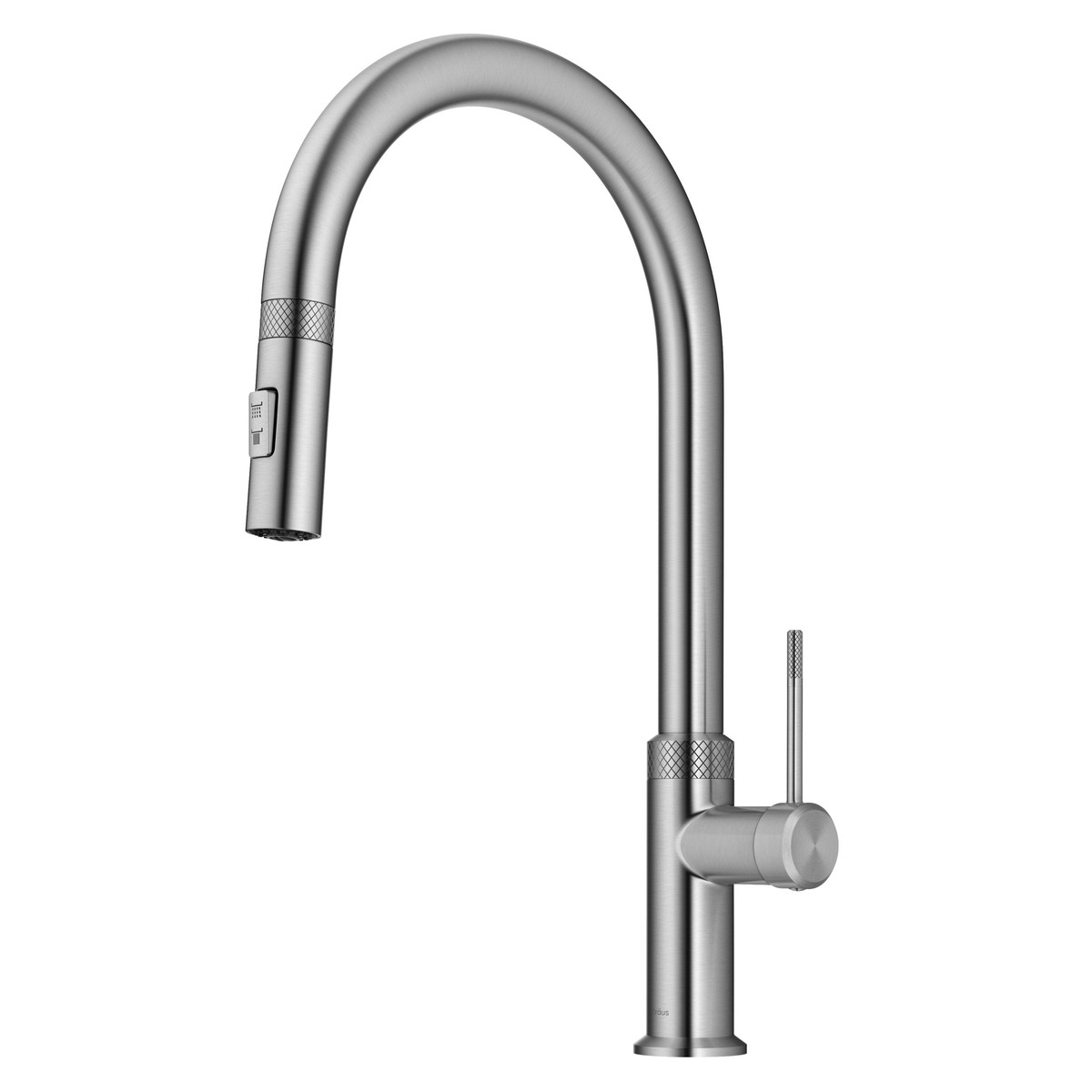 KRAUS Allyn Stainless Single Handle Kitchen Faucet with Diamond Cut
