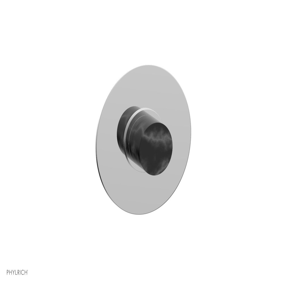 BASIC II 12 Mini Thermostatic Round Shower Trim Black Marble Handle 4-174