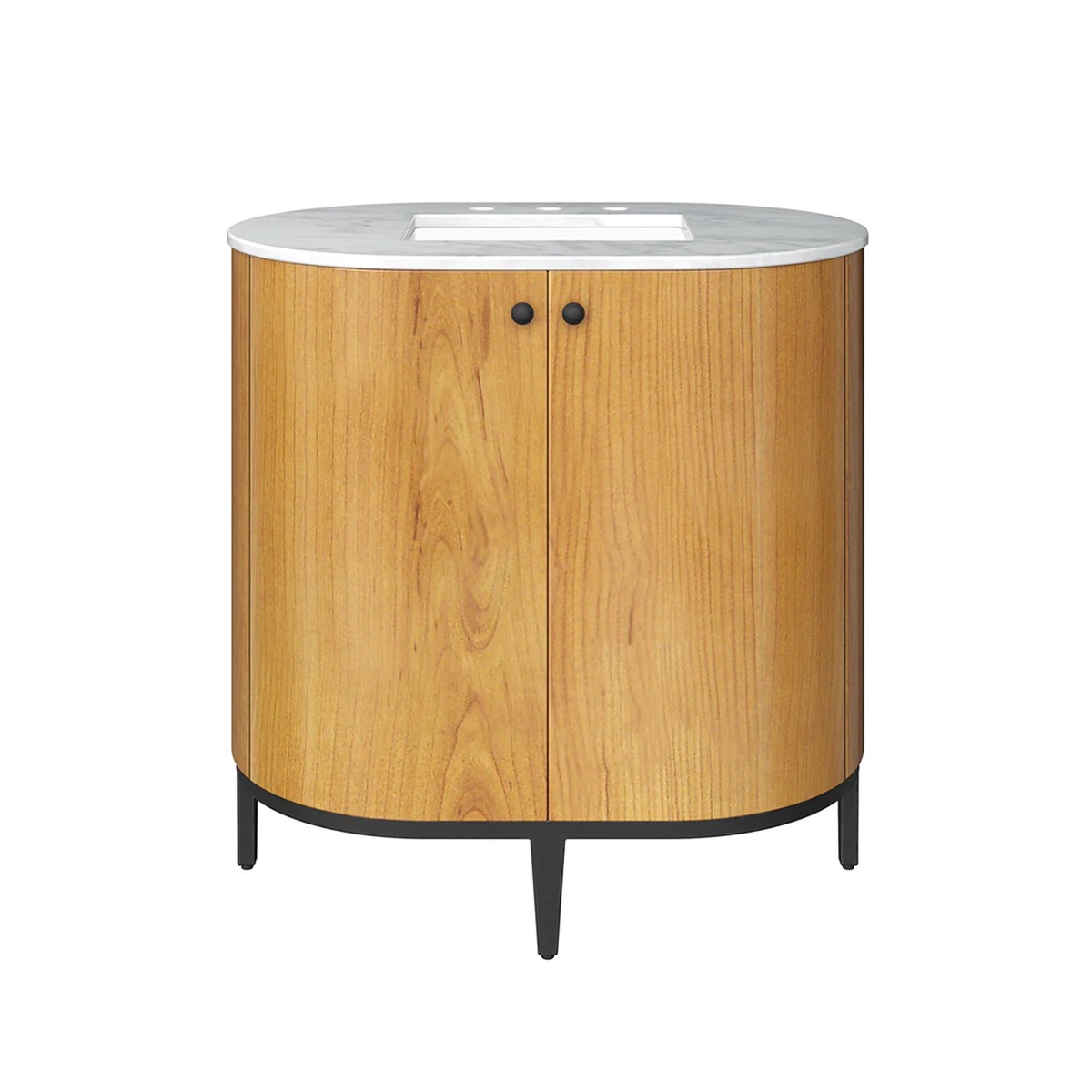 Bellamy 2 Doors Bathroom Vanity with Marble Sink - Floor Mount - 36 MdfRustic Oak