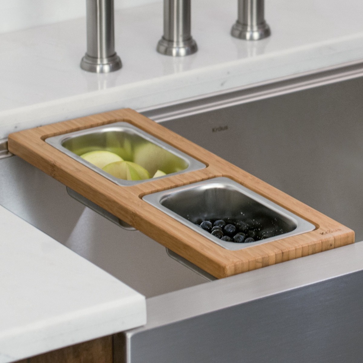 KRAUS Workstation Serving Board Set with Two Rectangular Bowls
