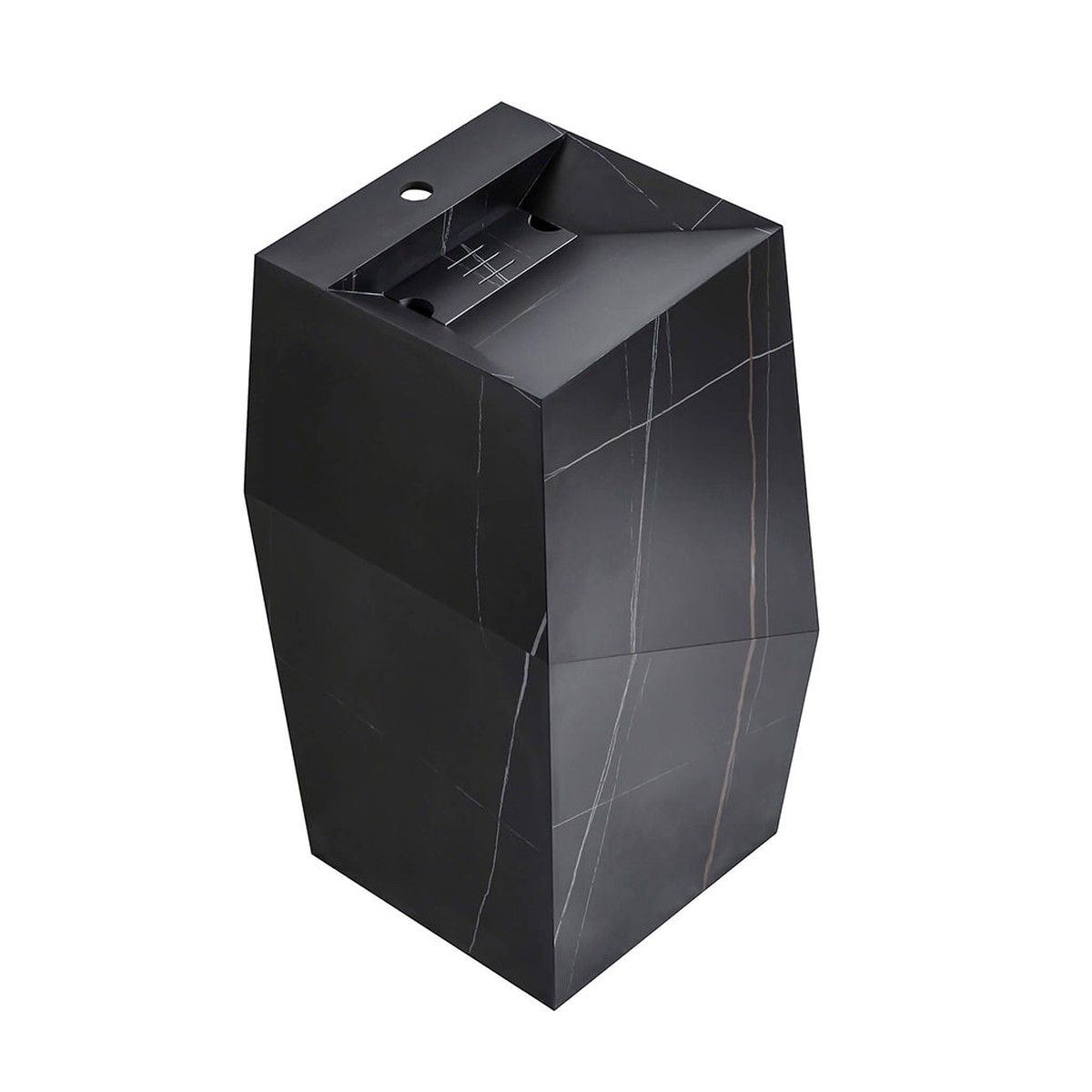 Canyon Deformed Square Pedestal Sink - Floor Mount - 15 Sintered StoneBlack With Gold
