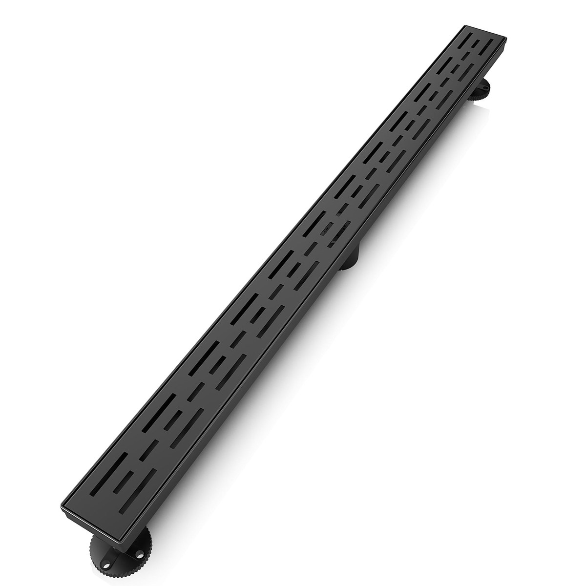 WEBANG 36 Inch Rainline Pattern Linear Shower Drain With Accessories Matte Black