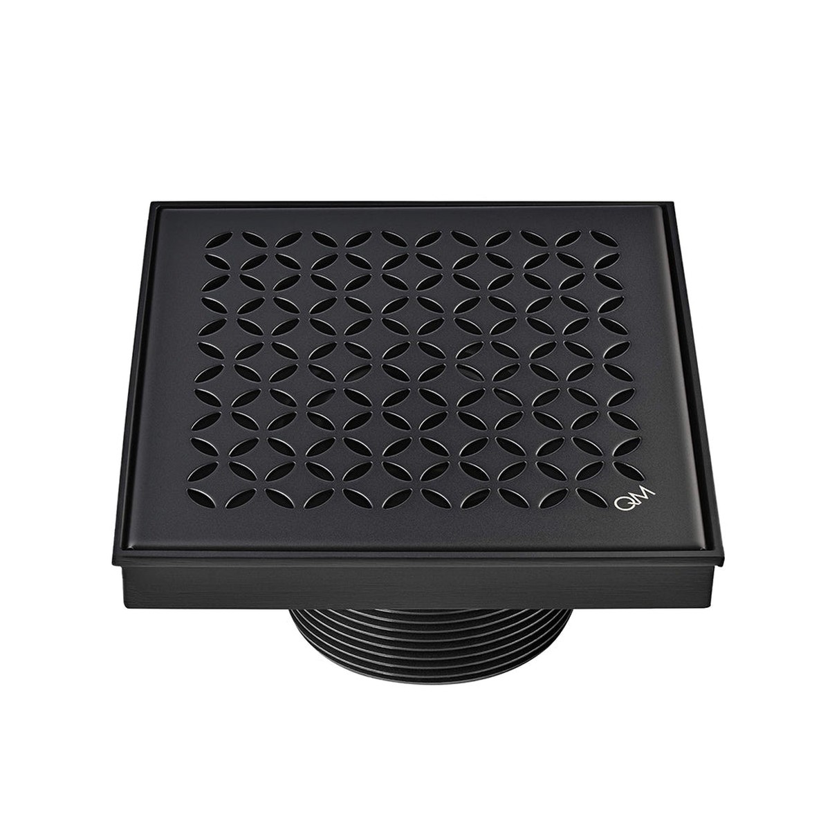 Delmar Lotus Center Square Shower Drain - Floor Mount - 6 Stainless SteelBlack