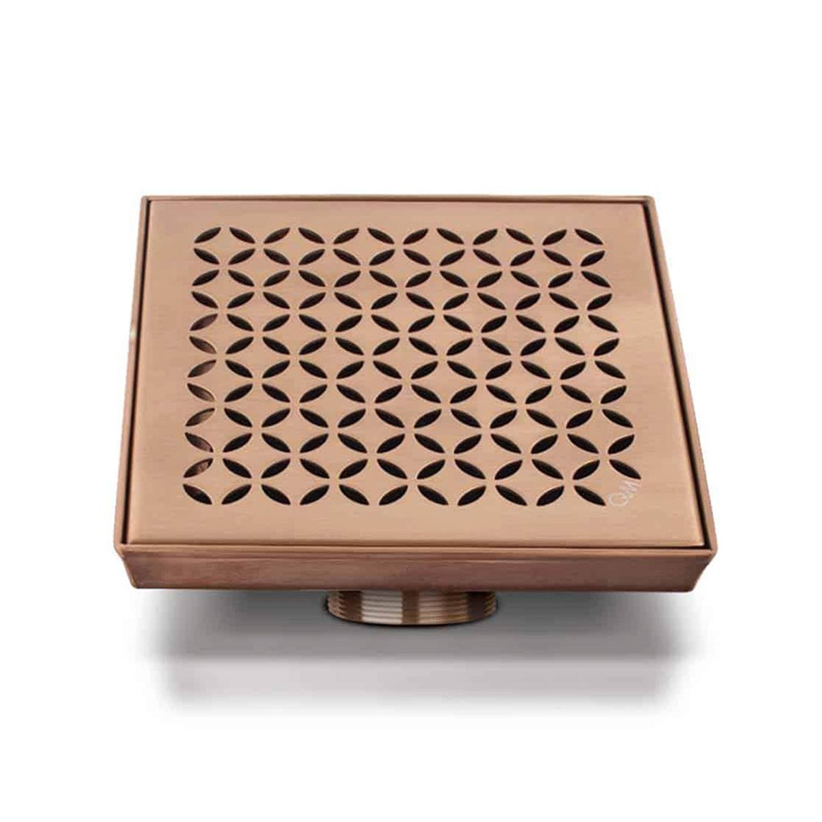 Delmar Lotus Center Square Shower Drain - Floor Mount - 6 Stainless SteelBronze