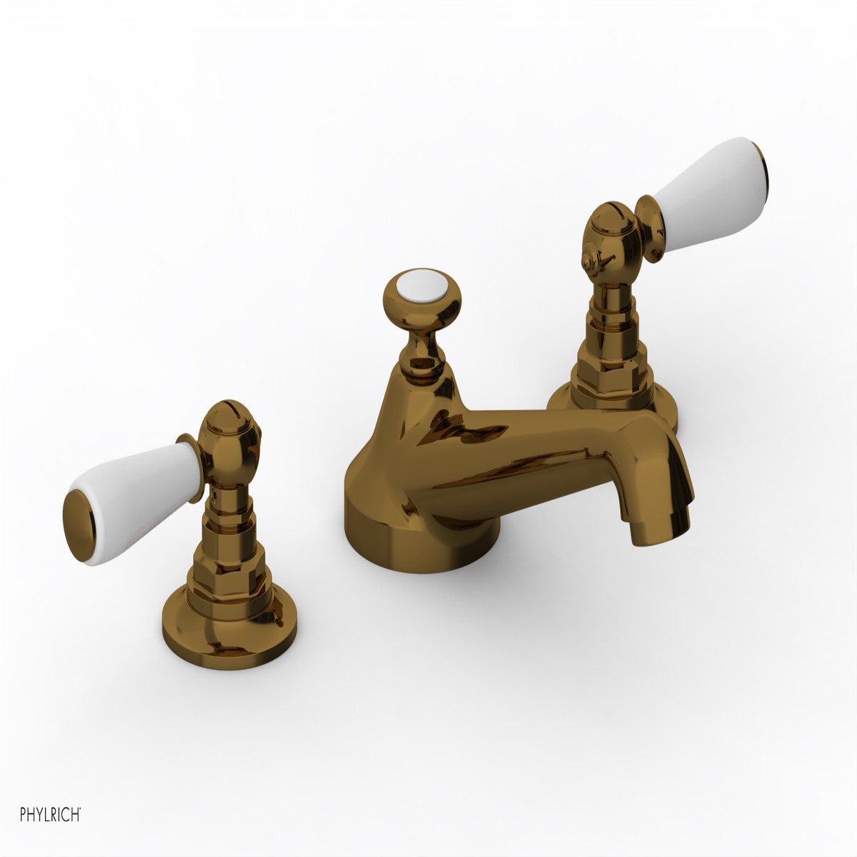 JAMESTOWN Widespread Faucet - Low Spout - Lever Handle with White Accents 165-02