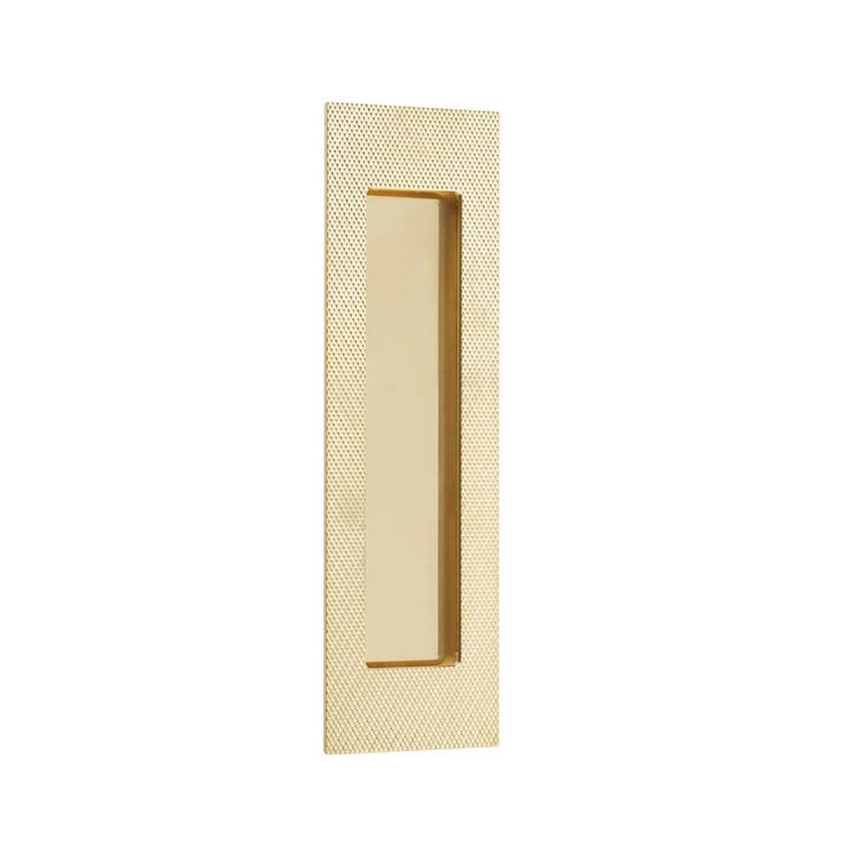 Modern Rectangular Knurled Pocket Door Lockset - Door Mount - 7 BrassPolished Brass