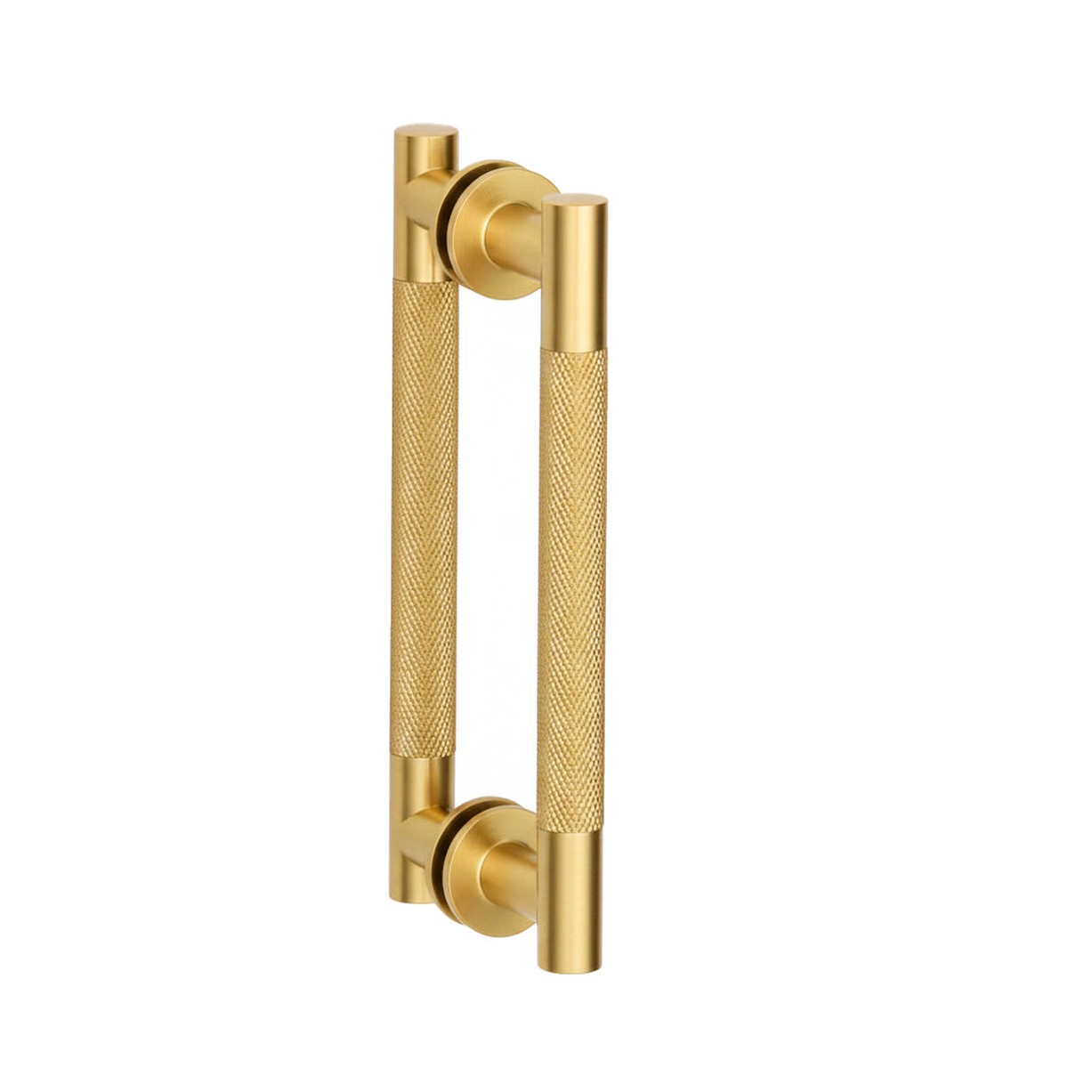 Circo Knurled Double Shower Door Handle - Door Mount - 8 BrassBrushed Brass