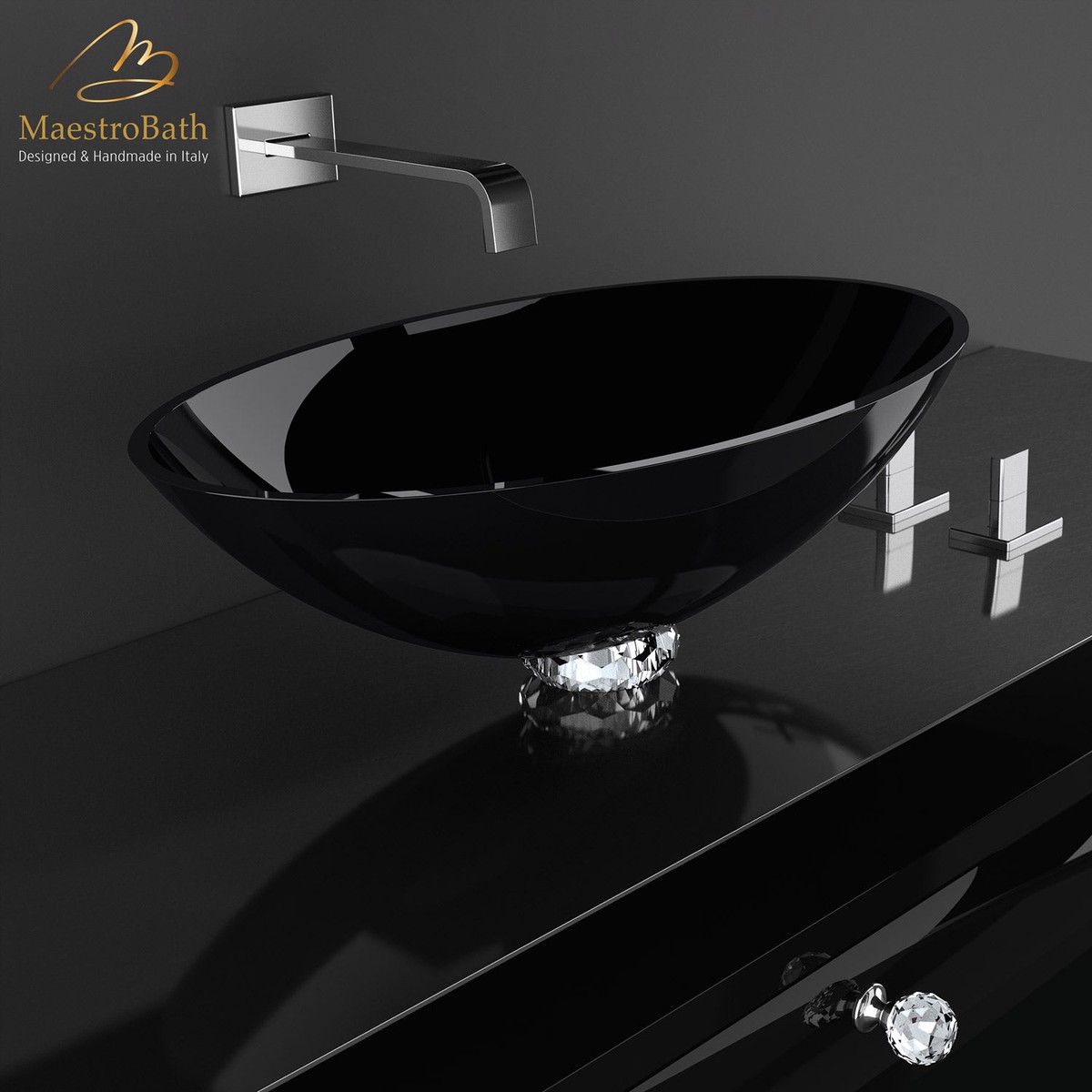 De Medici Collier Black Transparent High End Bath Sink