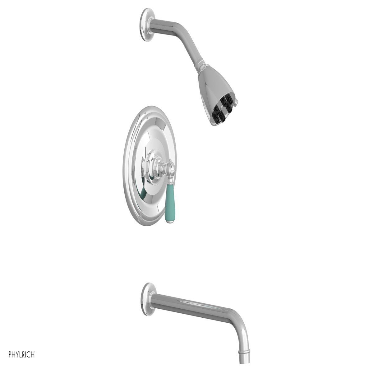 JAMESTOWN - 12 Pressure Balance Tub Shower Set - Lever Handle with Turqoise Accents 165-27-12
