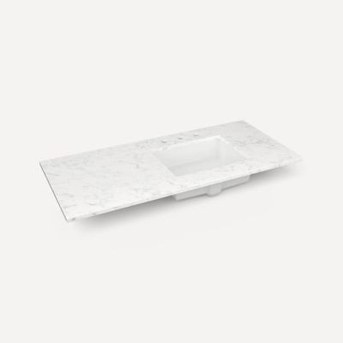 Robern TF49URO90 Engineered Stone Top Quartz Stone Vanity Top 49 x 34 x 22 Right Offset Undercounter Sink Three Hole