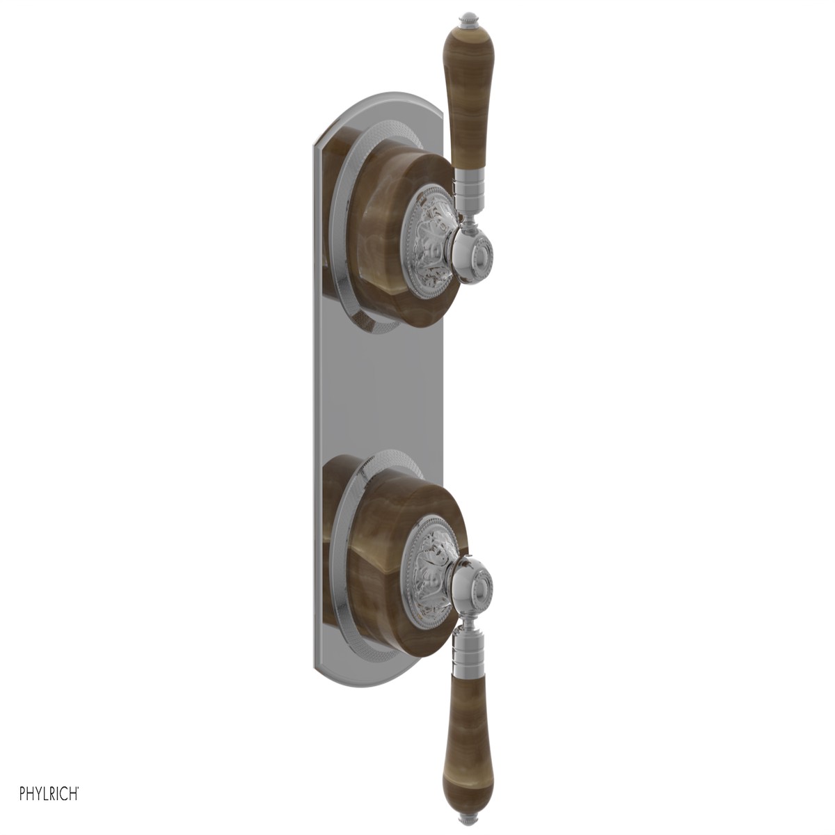 VERSAILLES 12 Mini Thermostatic Valve with Volume Control or Diverter - Montaione Brown Onyx Lever Handles 4-459E