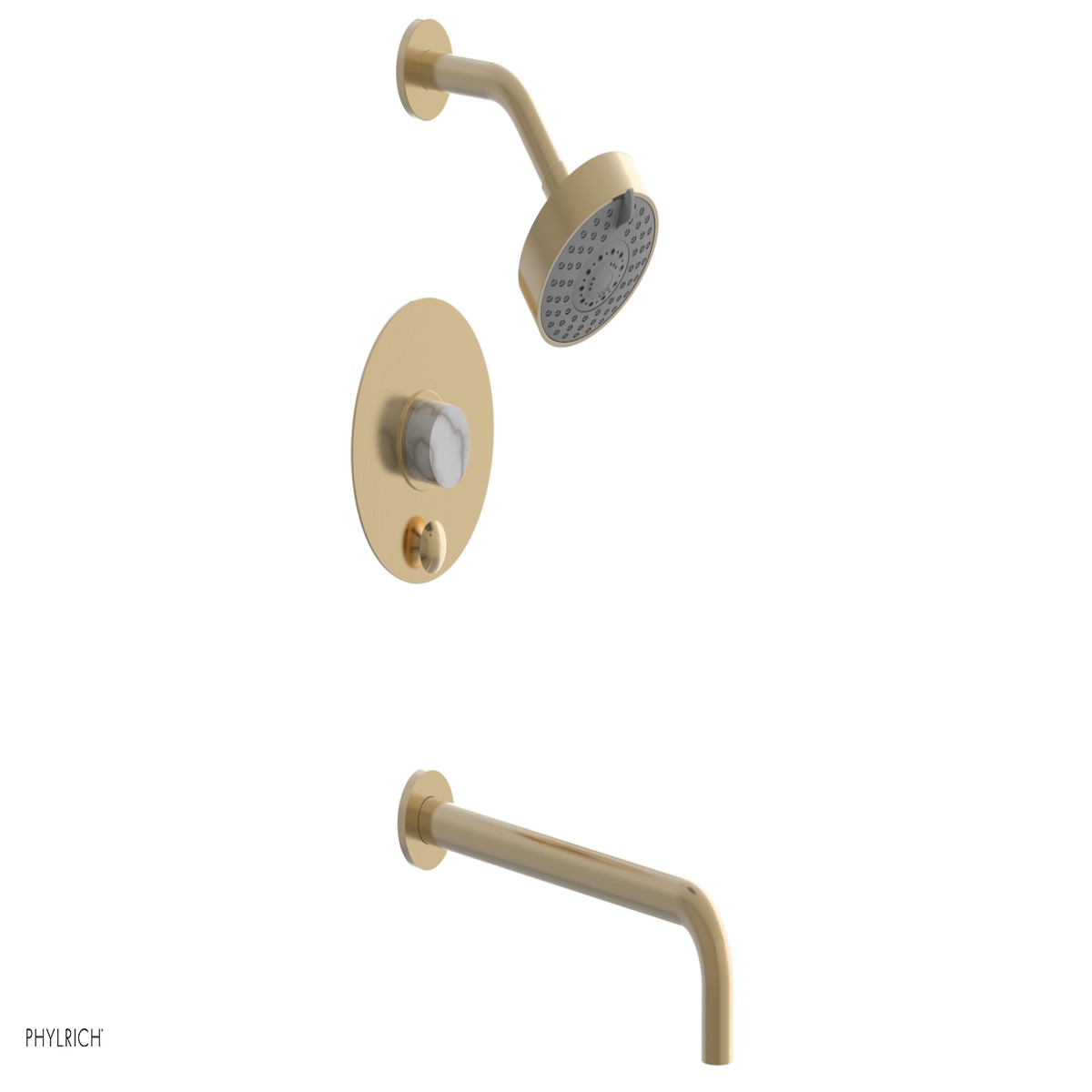 BASIC II 14 Pressure Balance Tub and Shower Set - White Marble 230-28-14