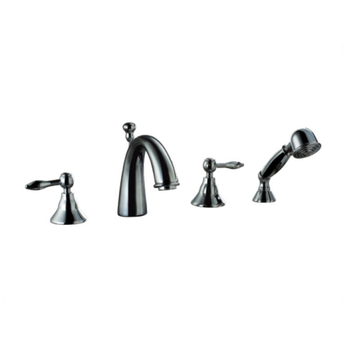 Dawn 4-Hole Tub Filler with Personal Handshower in Chrome and Lever Handles
