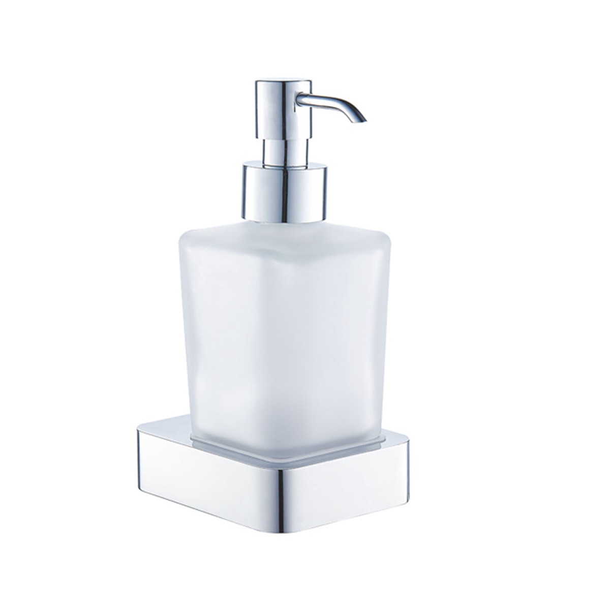 Flat Soap Dispenser - Wall Mount - 7 BrassGlassPolished Chrome