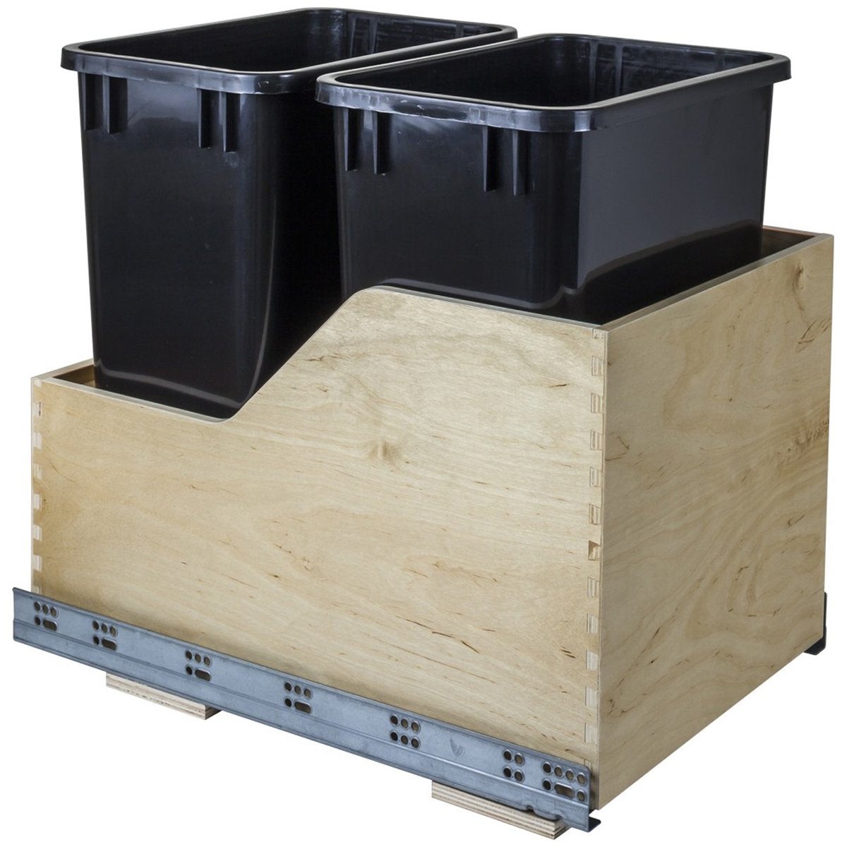 Hardware Resources White Birch Preassembled 35 Quart Double Pullout Waste Container System