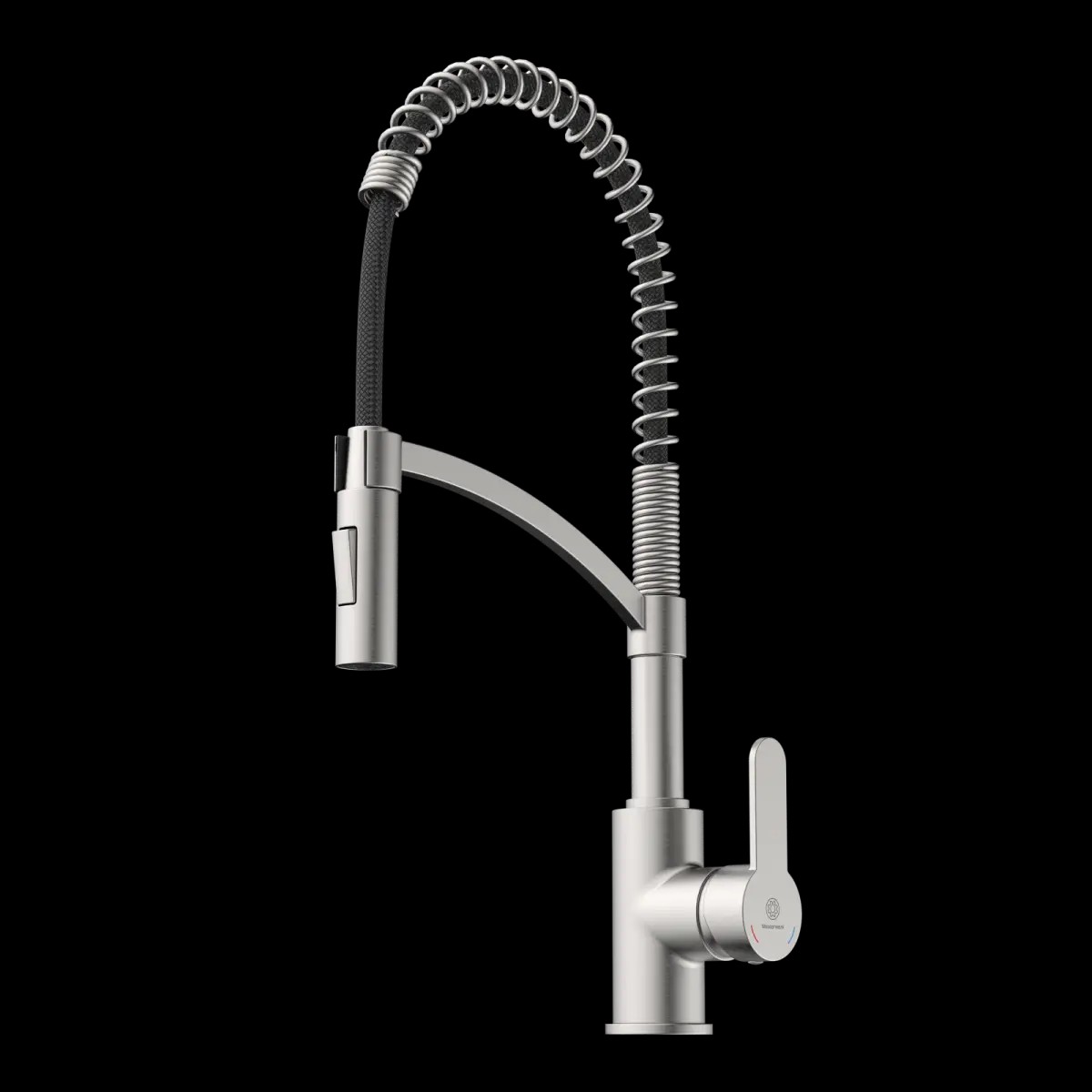 Wasserwerk Single Hole Pull Down Kitchen Faucet in Brushed Nickel