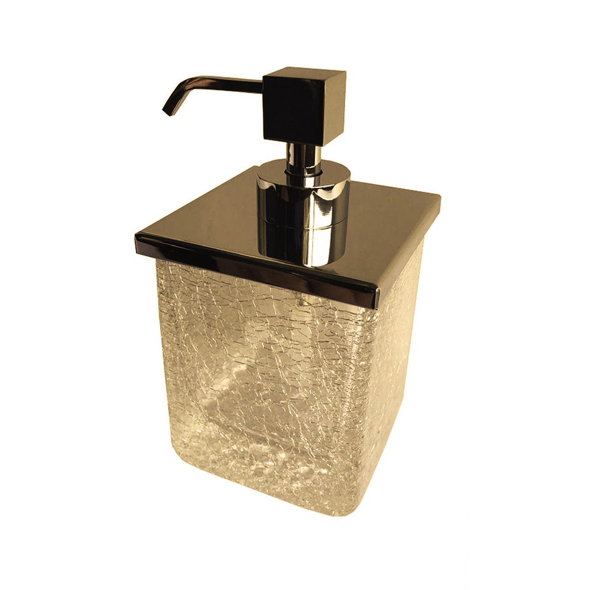 Box Cracked Crystal Soap Dispenser - Free Standing - 5 BrassGlassGold
