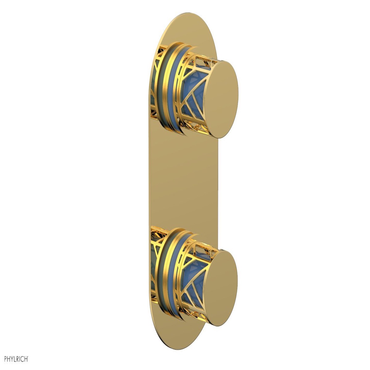 JOLIE- Thermostatic Valve with Volume Control or Diverter with Light Blue Accents 4-589