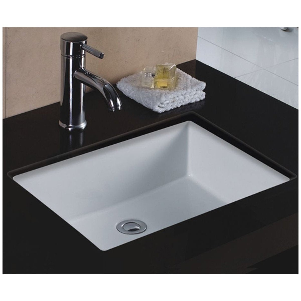 20 White Rectangular Flat Bottom Undermount Bathroom Sink