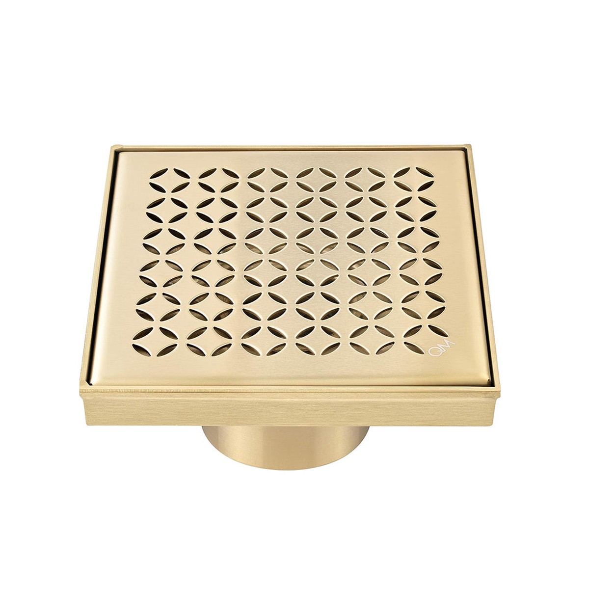 Delmar Lotus Center Square Shower Drain - Floor Mount - 6 Stainless SteelGold