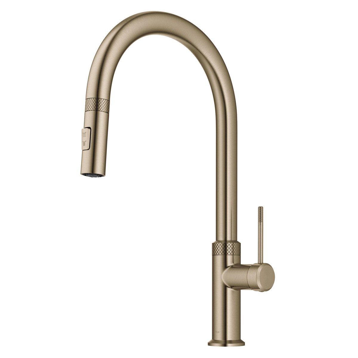 KRAUS Allyn Brushed Gold Single Handle Kitchen Faucet with Diamond Cut