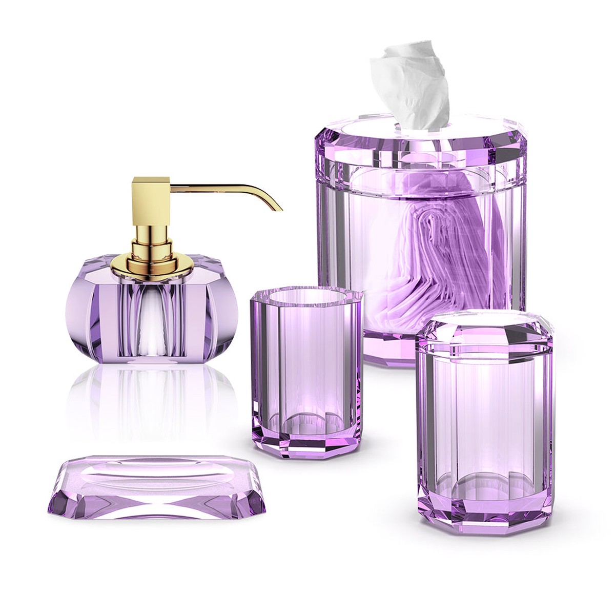 Kristall Bathroom Accessories Set - Free Standing - GlassViolet