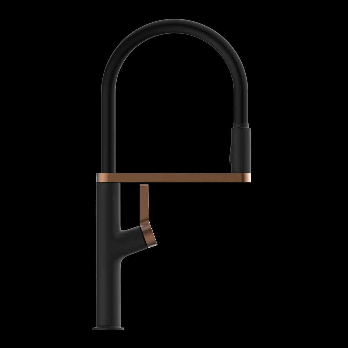 Wasserwerk Single Hole Pull Down Kitchen Faucet Matte Black Rose Gold
