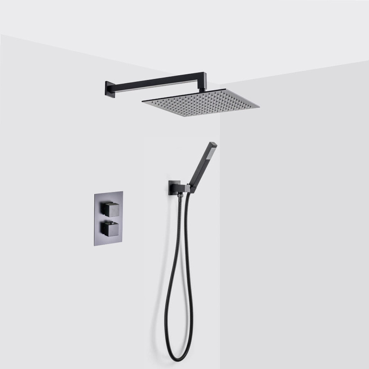 Devon 2-3 Way Shower Set With Hand Shower Set - Wall Mount - 12 BrassMatt Black
