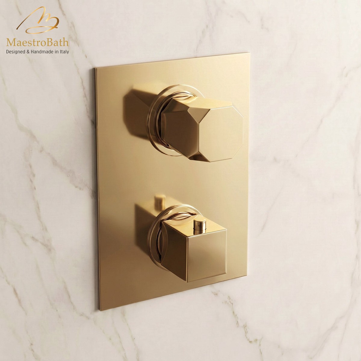 Ikon Thermostatic Concealed Bath Shower With Diverter 2 Ways Polished Gold