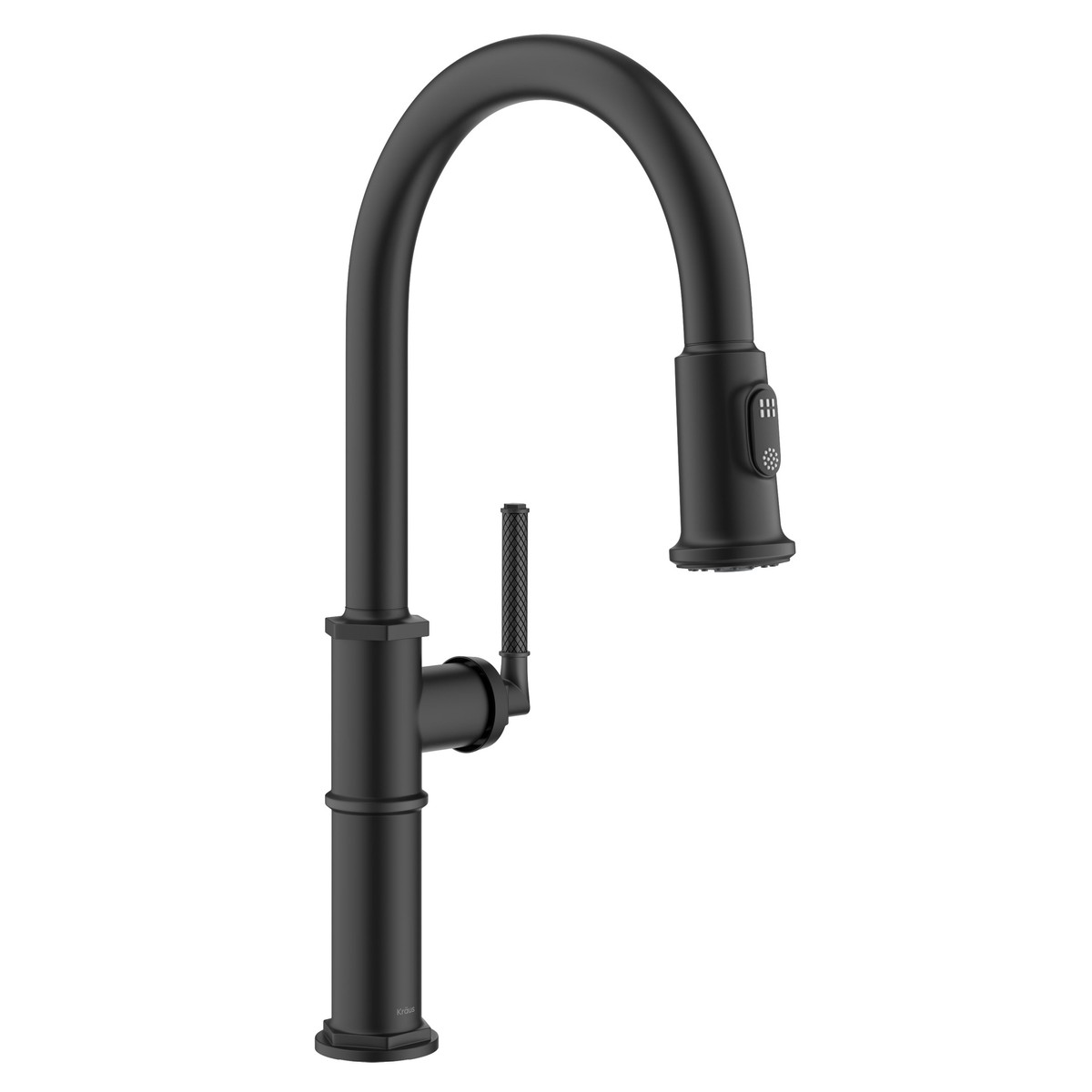 KRAUS Allyn Nut Bolt Diamond Cut Matte Black Kitchen Faucet