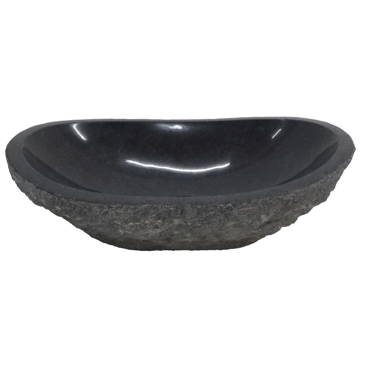 Eden Bath Padang Dark Granite Canoe Sink With Natural Split Exterior