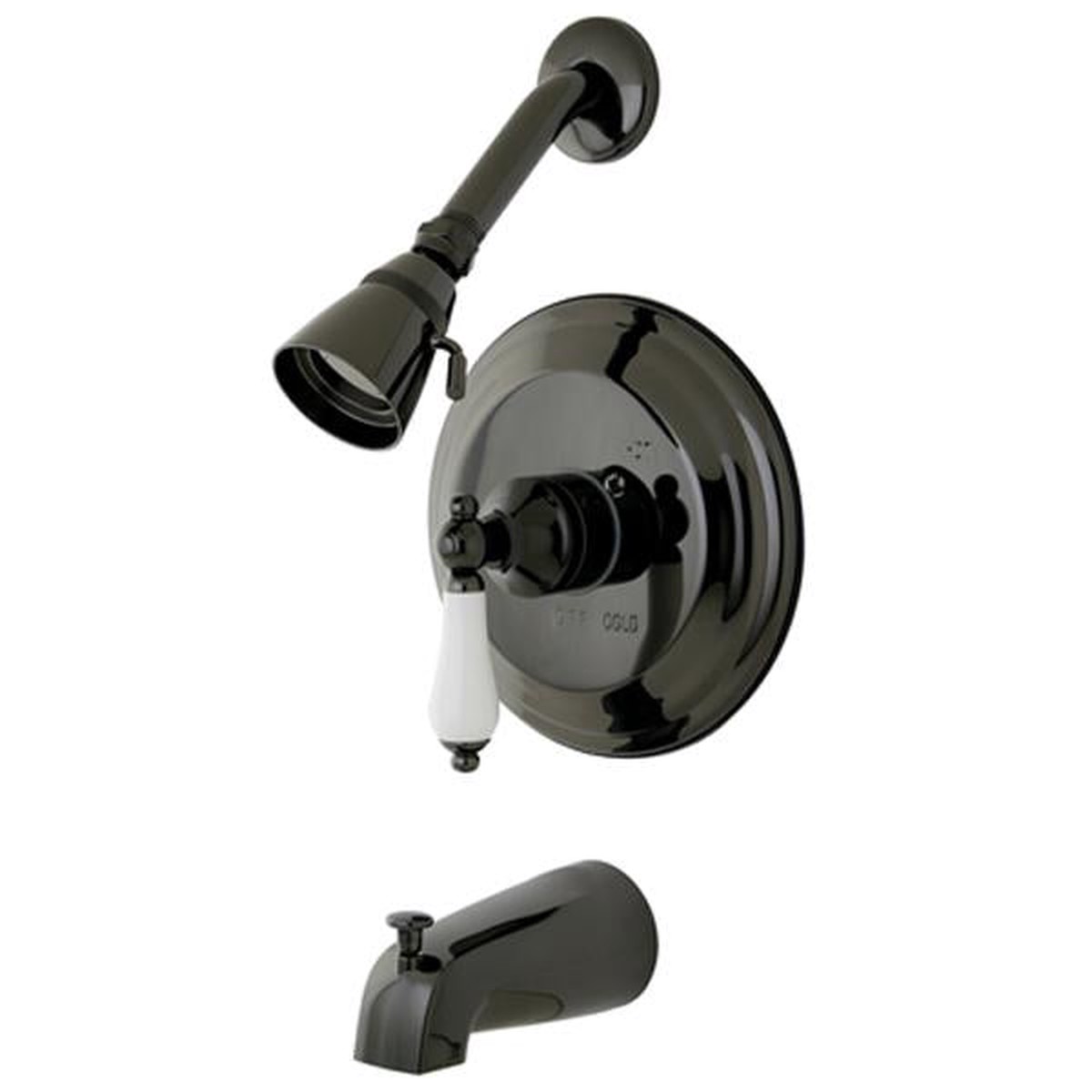 Kingston Brass Water Onyx NB3630PL Pressure Balanced Tub and Shower Faucet with Porcelain Lever Handle