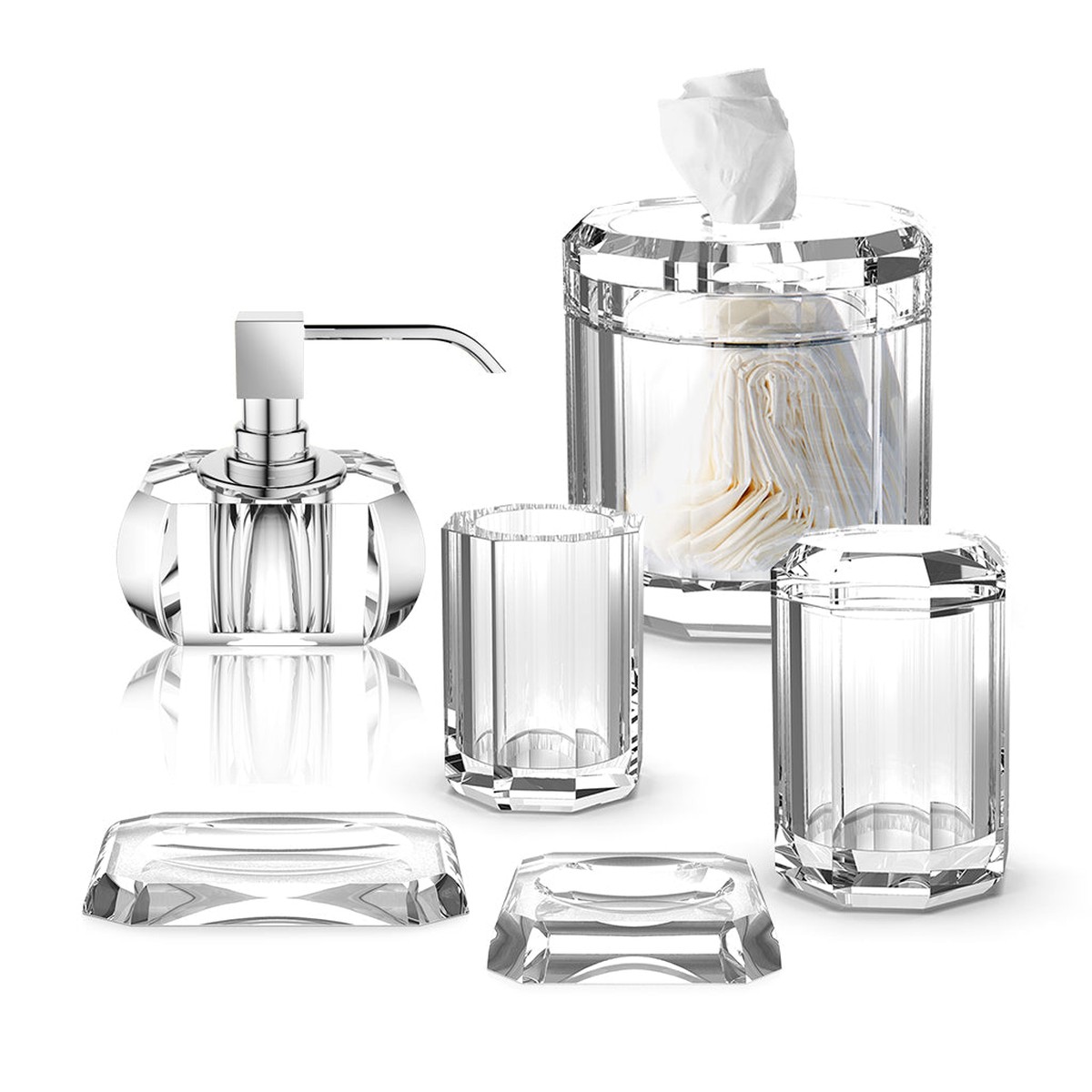Kristall Bathroom Accessories Set - Free Standing - GlassClear
