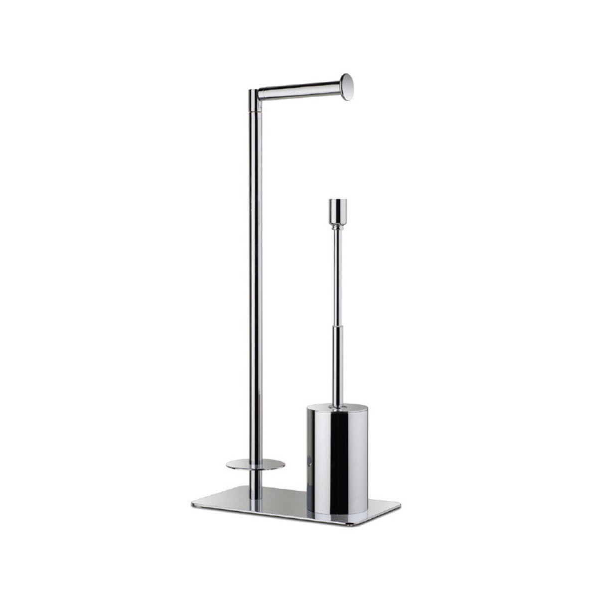 Universal Round Brush And Spare Toilet Paper Holder - Free Standing - 22 BrassPolished Chrome
