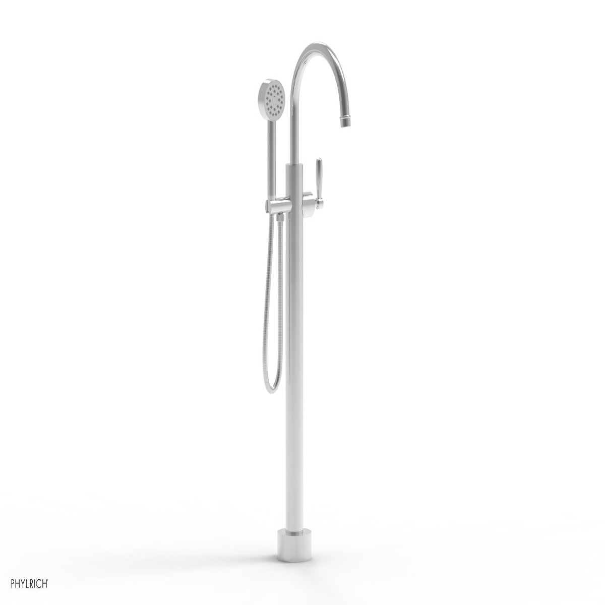 WORKS Tall Floor Mount Tub Filler - Lever Handle with Hand Shower 220-45-01
