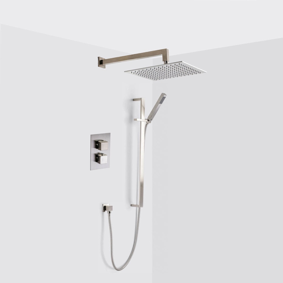 Devon 2-3 Way Shower Set With Hand Shower Column Set - Wall Mount - 12 BrassBrushed Nickel