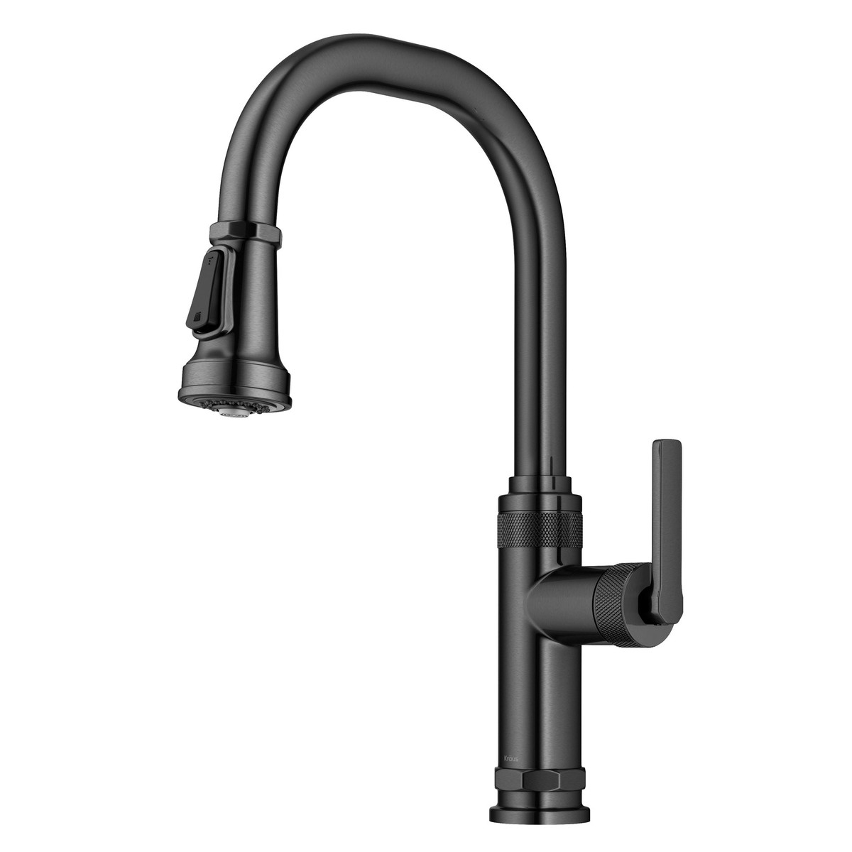 KRAUS Allyn Black Stainless Nut Bolt Diamond Cut Kitchen Faucet