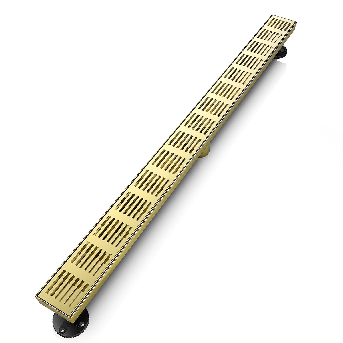 WEBANG 36 Inch Fence Pattern Linear Shower Drain With Accessories Brushed Gold