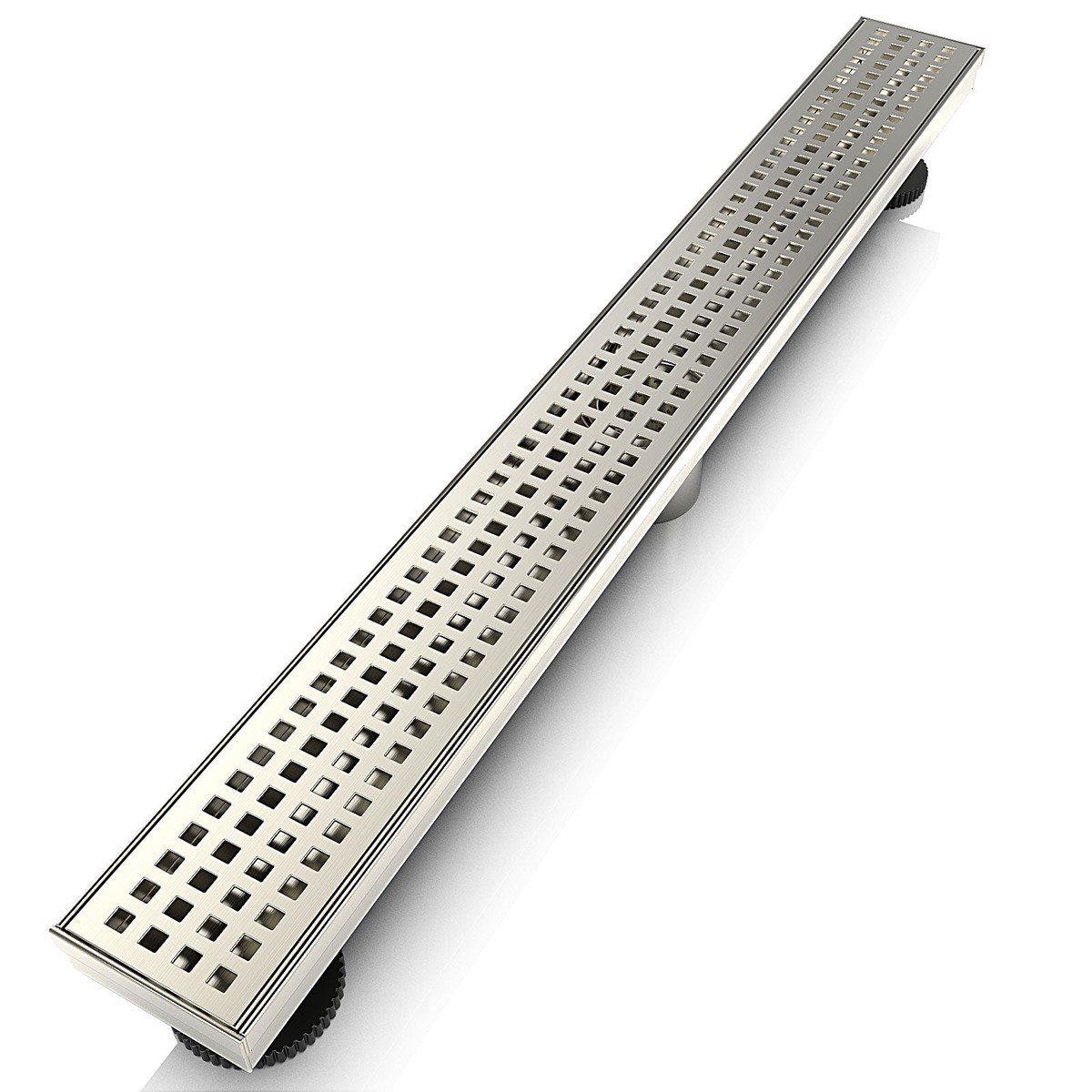 WEBANG 36 Inch Square Hole Pattern Linear Shower Drain With Accessories Brushed Nickel