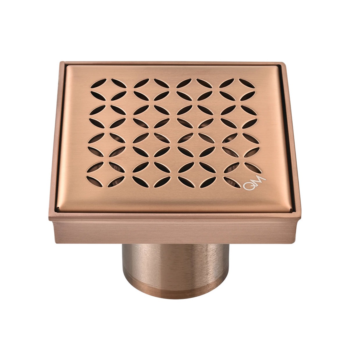 Delmar Lotus Center Square Shower Drain - Floor Mount - 4 Stainless SteelBronze