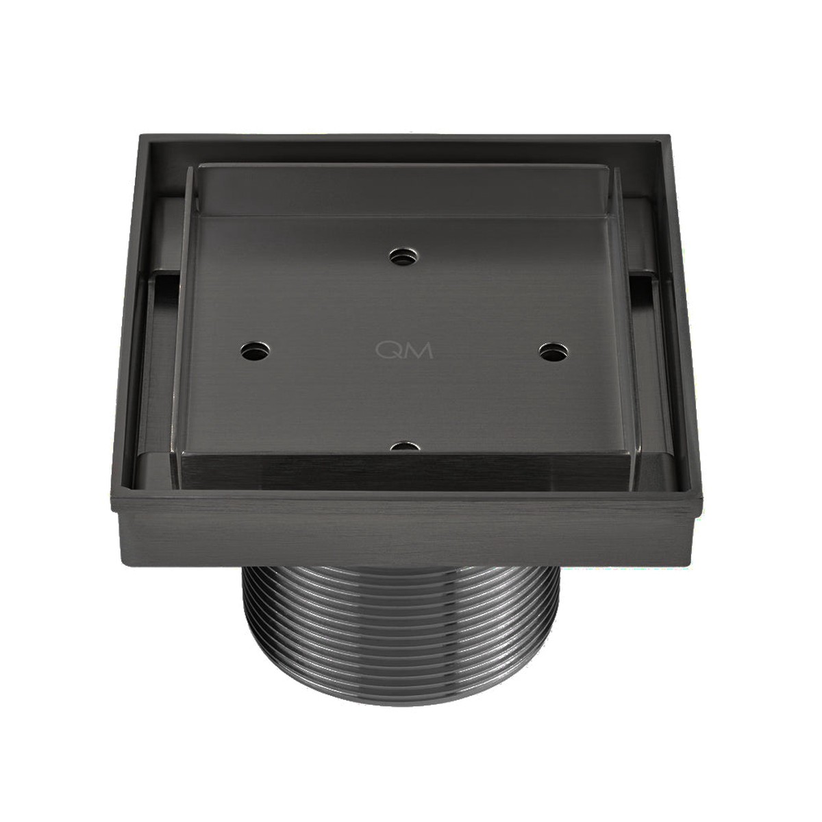 Delmar Mist (Tile-In) Center Square Shower Drain - Floor Mount - 4 Stainless SteelBlack