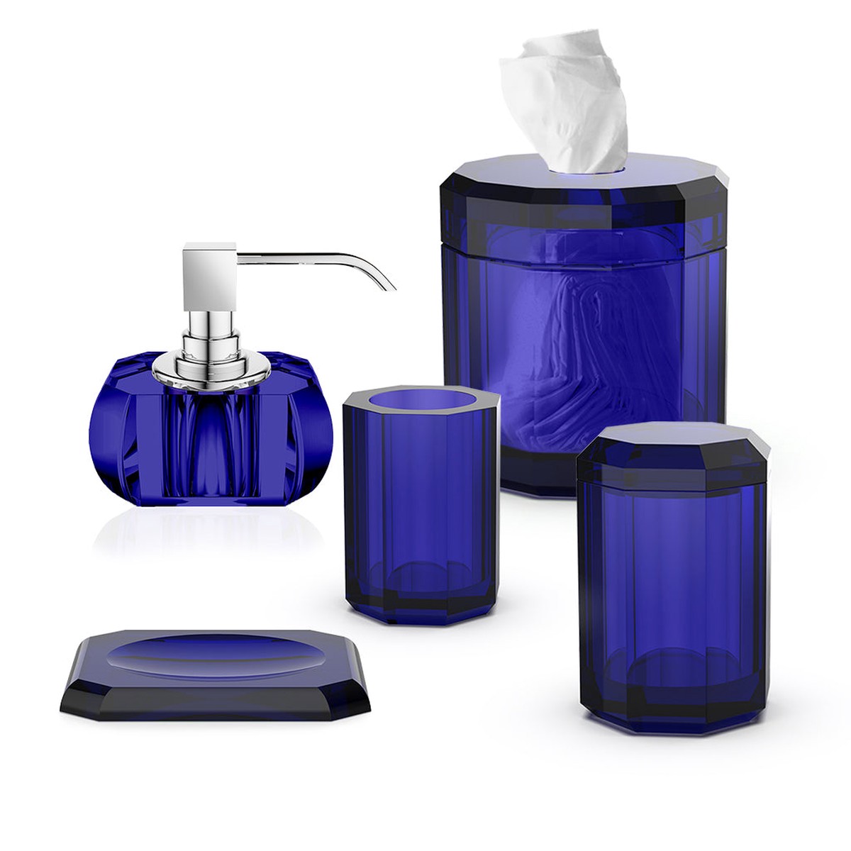 Kristall Bathroom Accessories Set - Free Standing - GlassCapri Blue