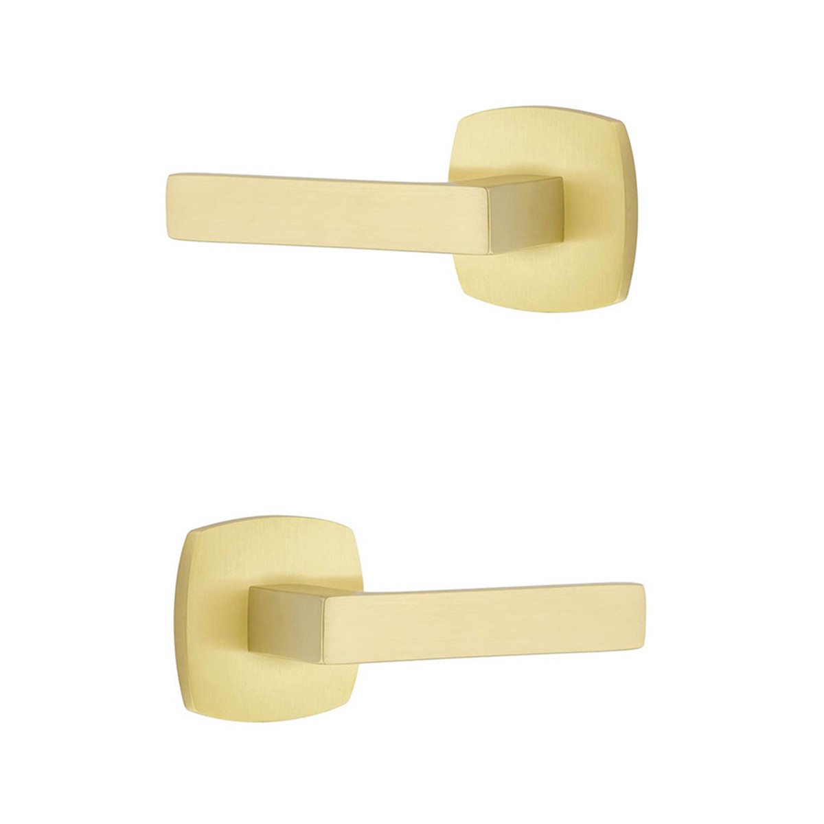 Urban Modern Dumon Lever Concealed Privacy Door Leverset - Door Mount - 5 BrassSatin Brass